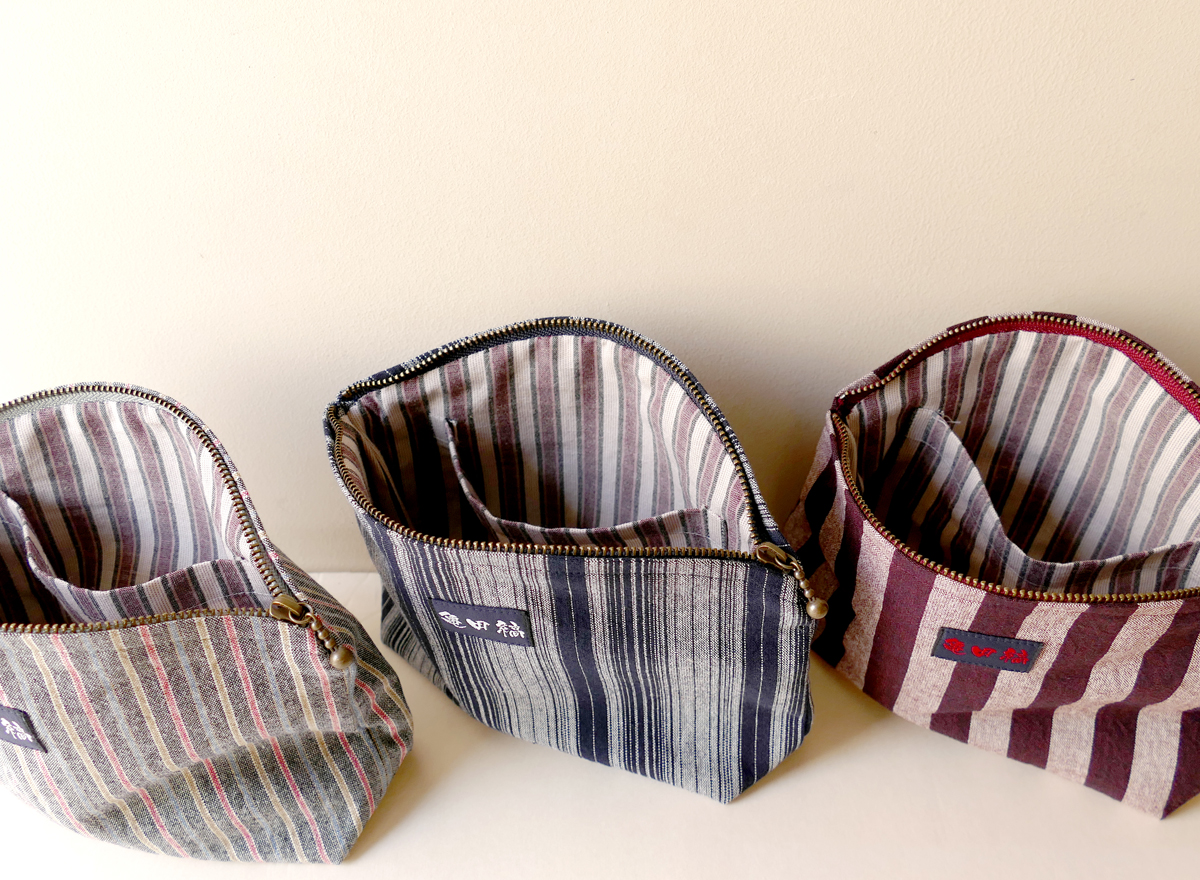 亀田縞ポーチ2